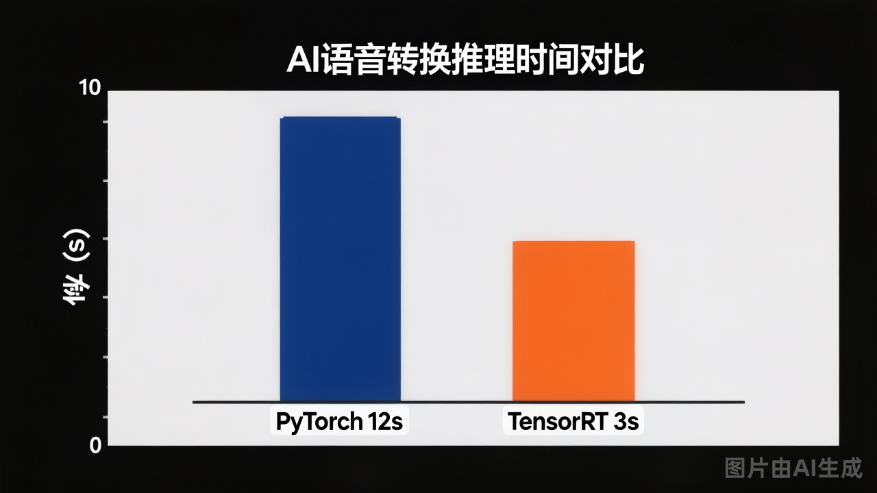 RVC变声器开启TensorRT后推理速度提升示意图